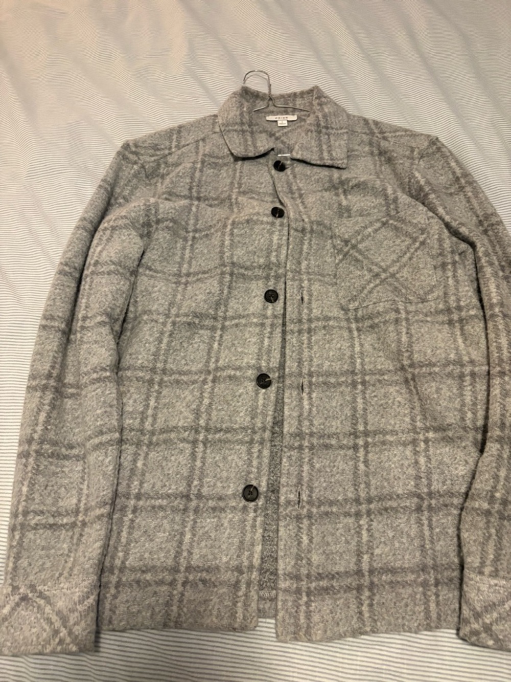 Reiss Grey Fuzzy Knit Overshirt